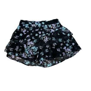 Gab & Kate NWT Black Blue Floral Mini Shorts Ruffle Tiered Festival Cottage S